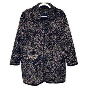 Wool Coatigan Intarsia Jeweled Buttons Cardigan Sweater Size US 2XL